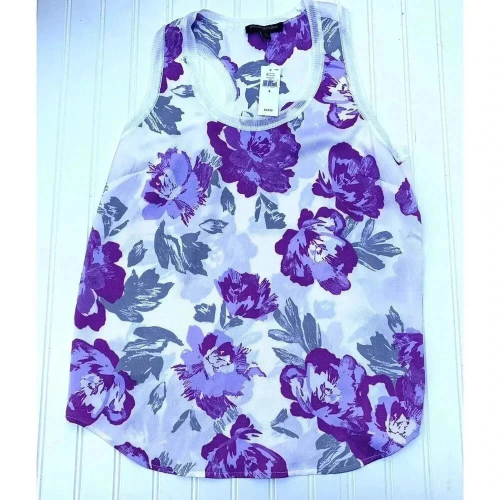 Banana Republic Purple Floral Printed Tank Top Small NEW 629